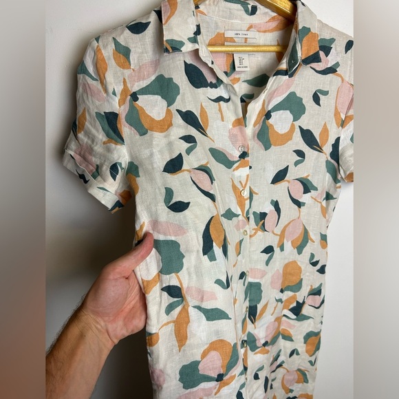 Rachel Zoe Lemons Novelty Print 100% Linen size S Button Down Natural Breathable - Picture 3 of 11